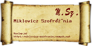 Miklovicz Szofrónia névjegykártya